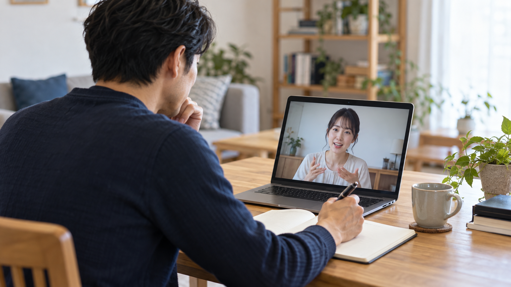 オンラインでフィードバックを受ける場面